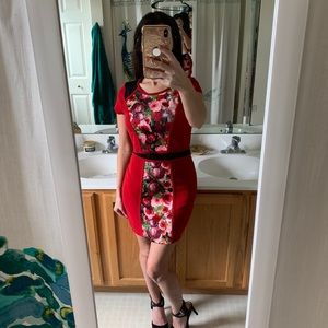 NWT Beautiful Bodycon Red Floral Dress